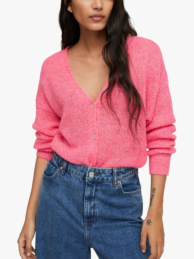 mango floral embroidered twinset cardigan in sage
