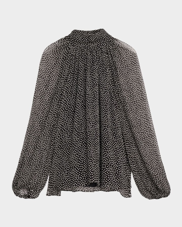 Ramy Brook Suzanne Polka-Dot Silk Blouse
