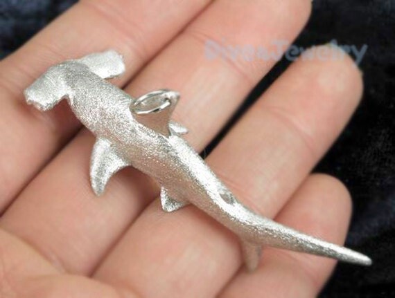 Etsy Hammerhead Shark Pendant Solid 925 Sterling Silver Life Like 3D Big With Necklace Deep Scuba Diver Gift