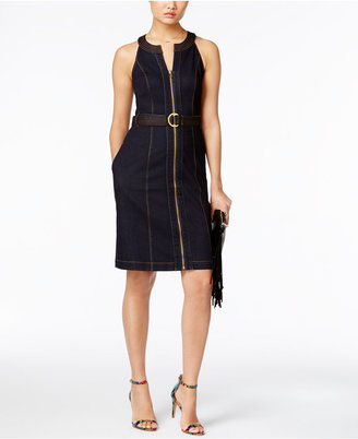 INC International Concepts Belted Denim Sheath Dress, Created for Macy's