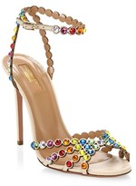 Thumbnail for your product : Aquazzura Tequila Rainbow Crystal-Embellished Leather Sandals