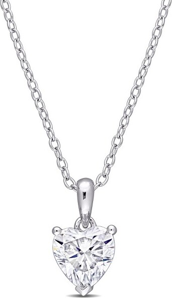 Everly Jewelry EVERLYJEWELRY|SterlingSilver1CTDEWCreatedWhiteMoissaniteFashionPendantWithChain18-inch