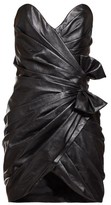 Thumbnail for your product : Saint Laurent Gathered Leather Mini Dress - Black