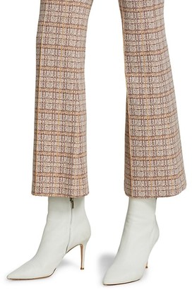 Rosetta Getty Pull-On Cropped Flare Plaid Pants