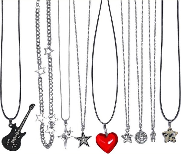 Summit Adventure 9PCY2KGrungeNecklaceSet|Heart&StarEmoGothicChokerCollection