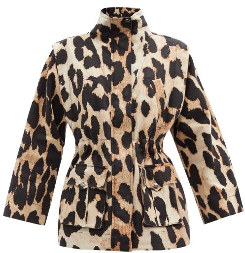 Ganni Leopard-print Linen-blend Canvas Jacket - Leopard - ShopStyle