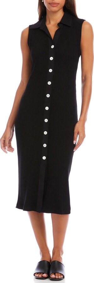 Karen Kane Sleeveless Knit Button-Up Midi Dress