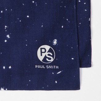 Paul Smith Men's Navy Cotton 'P.S I Love You' Print Cotton Scarf