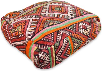 Etsy Berber Moroccan Kilim Pouf - 100% Wool & Cotton Handwoven Vintage Floor Cushion K695