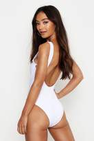 Thumbnail for your product : boohoo Petite Eyelet Detail Plunge Swimsuit