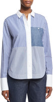 Thumbnail for your product : Elizabeth and James Keating Long-Sleeve Striped Poplin Blouse, Multicolor