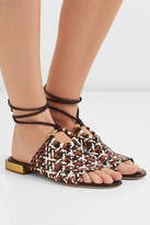 Thumbnail for your product : Ferragamo Laino Woven Leather Sandals - Black