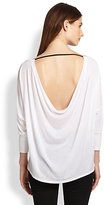 Thumbnail for your product : Alice + Olivia Leather-Trim Drape-Back Top