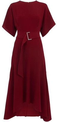 whistles textured belted midi dress