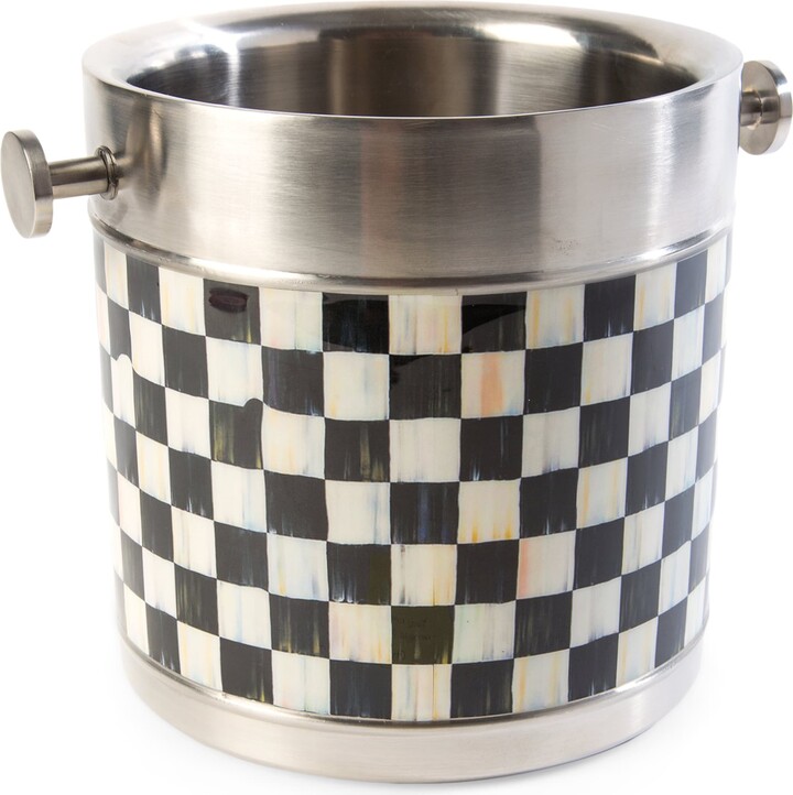Mackenzie Childs MacKenzie-Childs Stainless Steel Courtly Check Ice Bucket