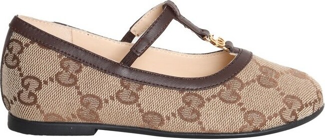 Gucci Kids GG Supreme Round Toe Ballerina Shoes