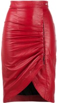 Thumbnail for your product : John Richmond Fitted Ruched Leather Skirt