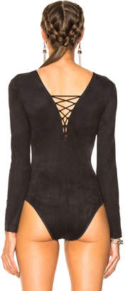 Alexander Wang T by Suede Lace Up Bodysuit