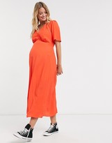 Thumbnail for your product : New Look Maternity midi tea dress in burnt orange