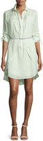 Thumbnail for your product : Halston Long-Sleeve Belted Overlay Shirtdress, Pistachio