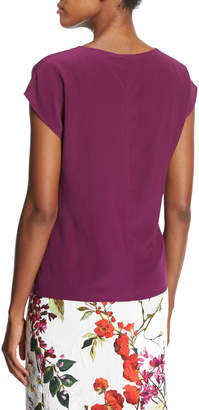 Escada Cowl-Neck Cap-Sleeve Silk Blouse, Purple