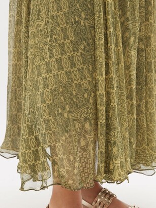 Mes Demoiselles Cezanne Tile-print Gauze Maxi Skirt - Green Multi