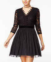 Thumbnail for your product : City Studios Juniors' Lace-Trimmed Fit & Flare Dress