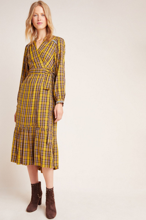 yellow plaid dress