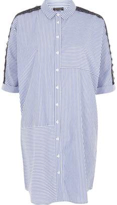 River Island Womens Blue stripe print lace sleeve shirt dress