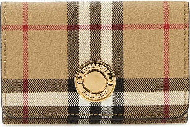 Burberry Continental Vintage Leather Check Wallet Brown