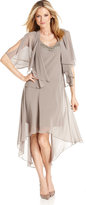 Thumbnail for your product : SL Fashions Dress and Jacket, Sleeveless Beaded High-Low Hem