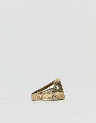 Reclaimed Vintage Inspired Patterned Signet Ring In Gold Exclusive To ASOS