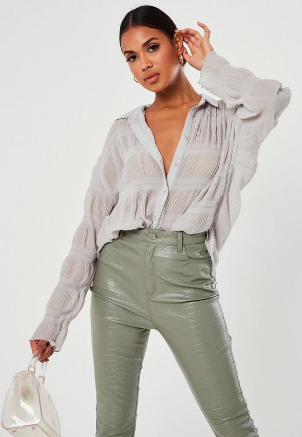 grey sheer blouse