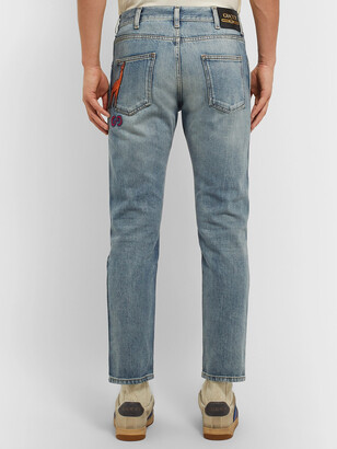 Gucci Slim-Fit Cropped Tapered Denim Jeans