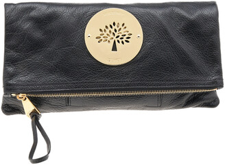 Mulberry Black Leather Daria Fold Over Clutch - ShopStyle