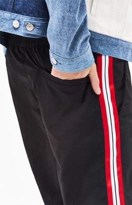 Pacsun PacSun Warm Up Nylon Side Stripe Black & Red Pants