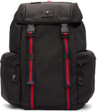 Gucci Black Canvas Flap Backpack
