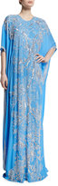 Thumbnail for your product : Naeem Khan Metallic Floral-Embroidered Caftan, French Blue