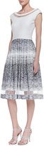 Thumbnail for your product : Badgley Mischka Sleeveless Illusion-Hem Floral Cocktail Dress, Navy/White