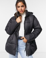 Thumbnail for your product : Vero Moda padded jacket with drawstring waist in black