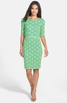 Thumbnail for your product : Maggy London 'Star Flower' Elbow Sleeve Stretch Lace Sheath Dress