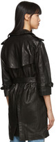 Thumbnail for your product : R 13 Black Leather Three-Quarter Sleeve Trench Jacket