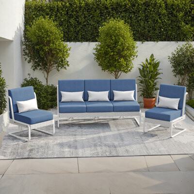 Borealis 5 - Person Aluminum & Wicker Outdoor Sofa Seating Group With Cushions & Pillows