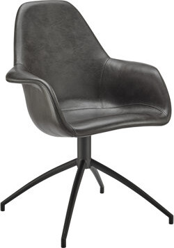 Corrigan Studio Nikas Armchair In Dark Gray Vintage Soft Leatherette With Black Swivel Base - Set Of 1