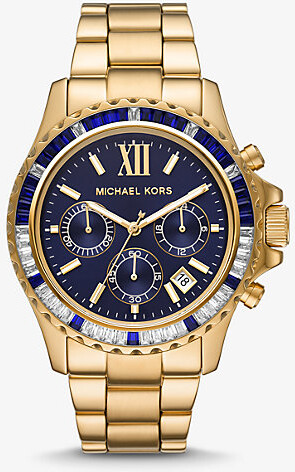 Michael Kors Oversized Everest Pavé Gold-Tone Watch - ShopStyle