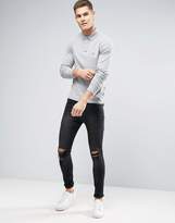 Thumbnail for your product : Tommy Hilfiger Long Sleeve Polo Pique Slim Fit Flag Logo In Grey Heather Exclusive To Asos