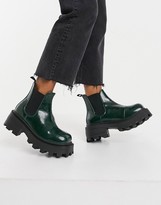 Thumbnail for your product : Topshop square toe chunky chelsea boots in bottle green
