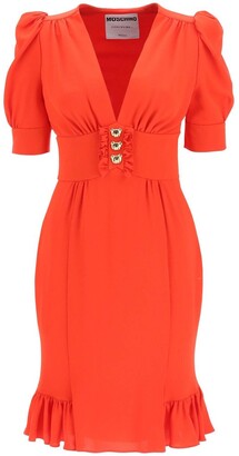 Moschino Puff Sleeved Buttoned Dress