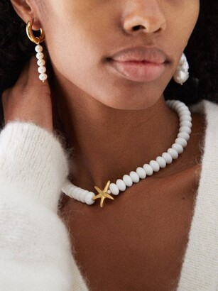 Timeless Pearly Mismatched Pearl & Gold-plated Hoop Earrings - Pearl