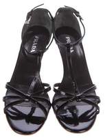 Thumbnail for your product : Prada Patent Leather Wedge Sandals